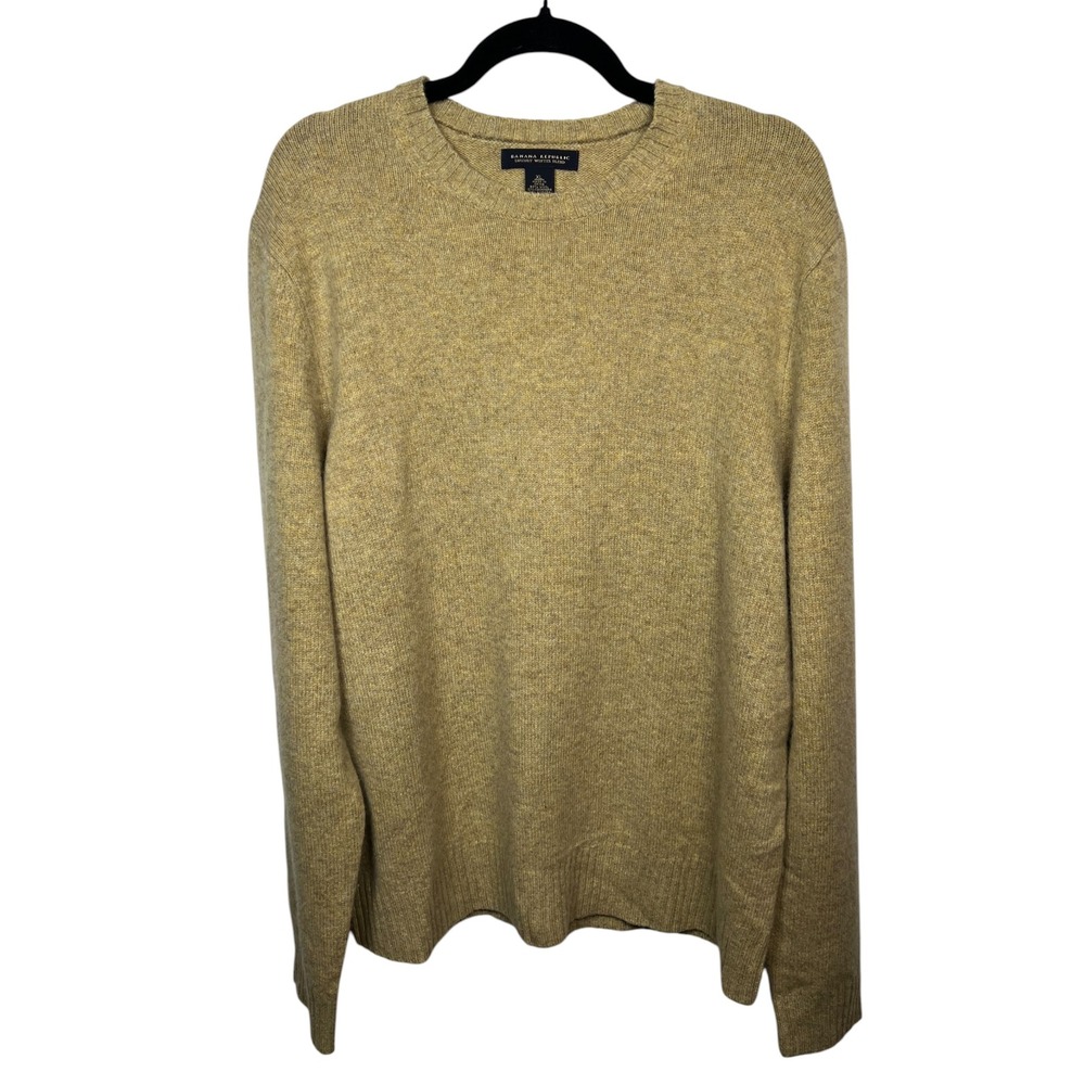 Banana Republic Wool Cashmere Angora Sweater Tan Luxury Winter Blend Crewneck XL